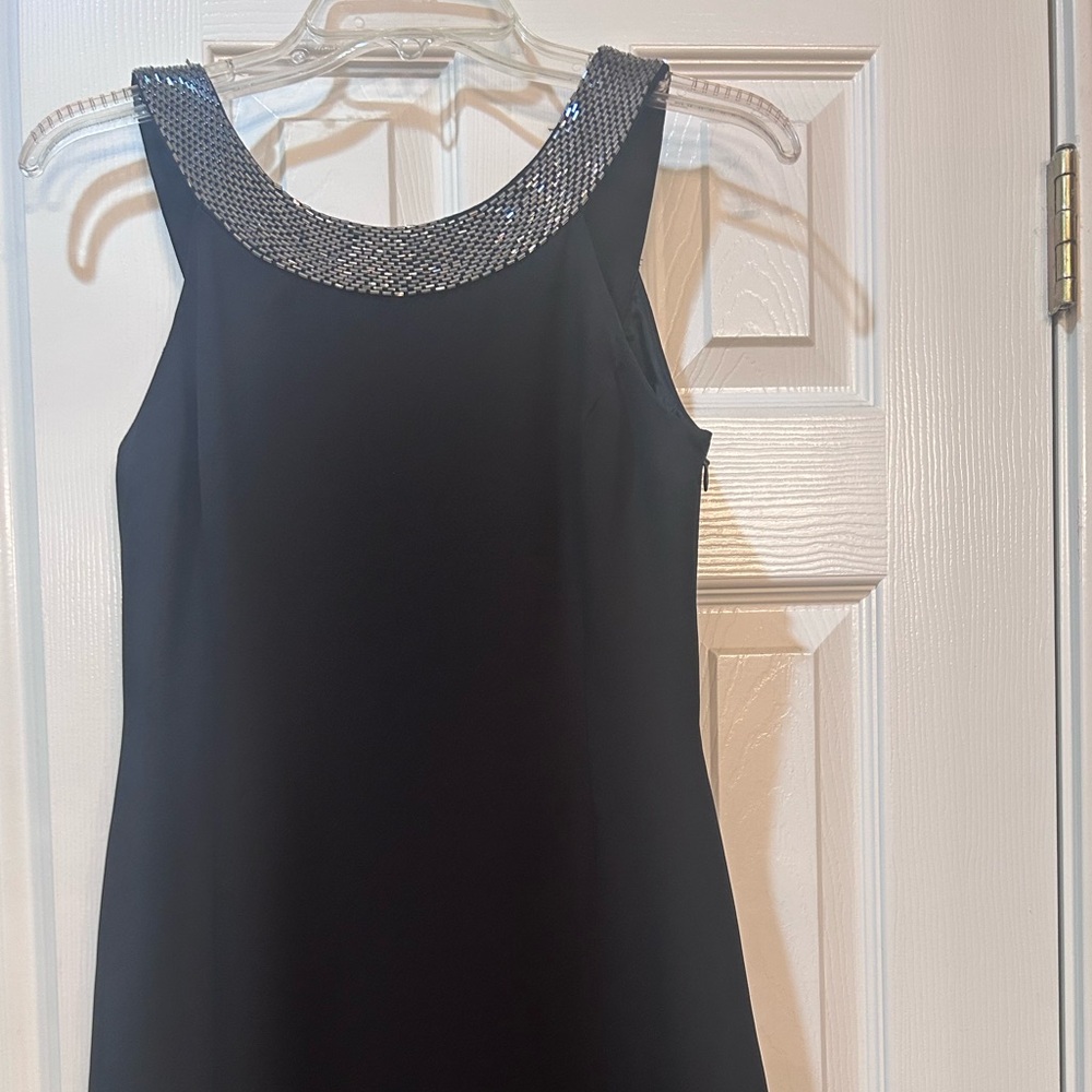 Ralph Lauren Little Black Sheath Dress w/beaded collar - Size 2P